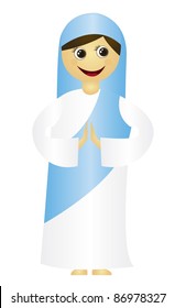 Virgin Mary cartoon isolated over white background. vector