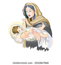 Virgin Mary Child Jesus Stock Vector (Royalty Free) 2032867868 ...