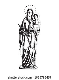 Virgin Mary and Child Jesus vector Madonna and Child catholic religious illustration