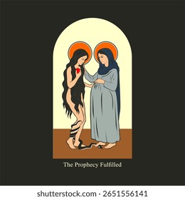 The Virgin Mary Consoles Eve. Vector illustration