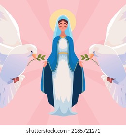 Virgin Mary with doves, Assumption