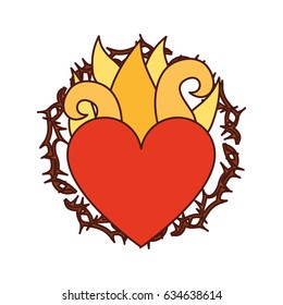 virgin mary heart with flames