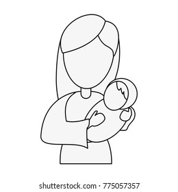 Virgin mary holding baby jesus cartoon