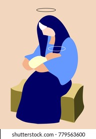 virgin mary holding baby jesus. 