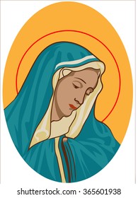 virgin mary Icon isolated over white background   color vector  Vector file  no effects  easy edit   print for serigraph holigraph screen print silkscreen print