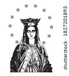 Virgin Mary Illustration Catholic Vector