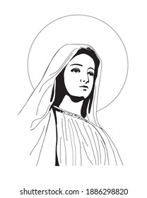 Virgin Mary Illustration Our Lady Catholic Stock Vector (Royalty Free ...