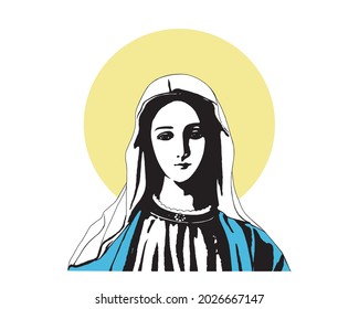 Virgin Mary Illustration Our lady catholic religious vector