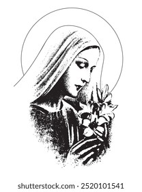 Virgin Mary Illustration Our Lady Catholic religious vector