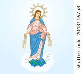 Virgin Mary, Immaculate conception, catholic illustration