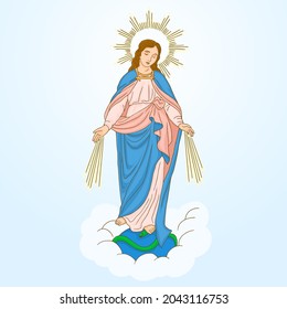 Virgin Mary, Immaculate conception, catholic illustration