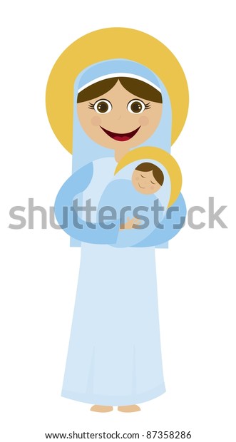 Virgin Mary Jesus Cartoon Isolated Over Stock Vector (Royalty Free ...