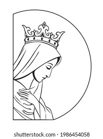 Virgin Mary logo illustration Our lady catholic religious vector