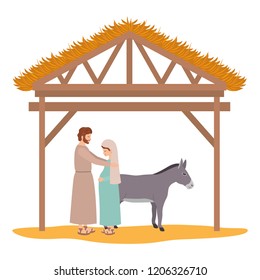 virgin mary in mule and saint joseph
