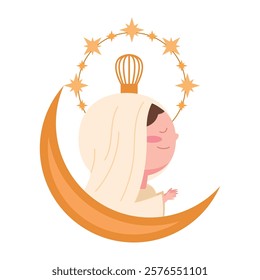 Virgin Mary on crescent moon icon