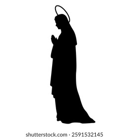 Virgin Mary praying  silhouette. Vector illustration