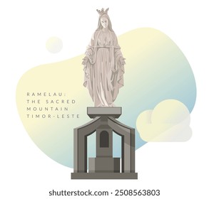 Estatua de la Virgen María en el Monte Ramelau - Un pico de montaña sagrada - Ilustración de stock como archivo EPS 10