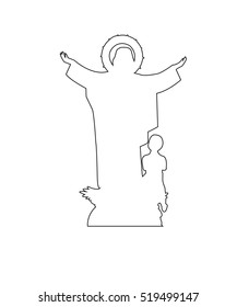 Virgin Mary Statue Path on the white background