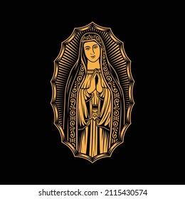 Virgin Mary Vector Graphic On Black