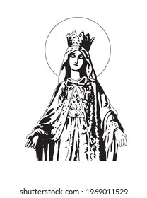 Virgin Mary vector Our Lady of grace Catholic religious Illustration