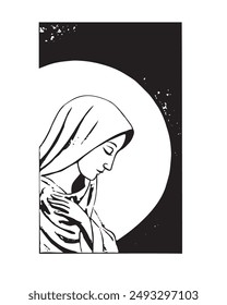 Virgin Mary Vector Our Lady catholic religious Illustration