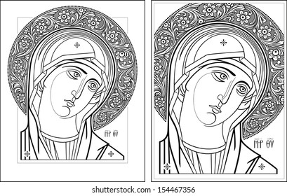 Virgin Oplechnaya outline11-12 vector graphics. Vector illustration, digital art.