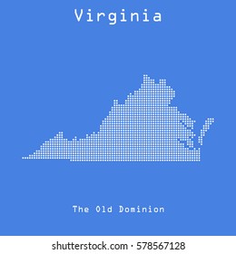 Virginia abstract dots map with nickname of state. Dotted style. Vector illustration