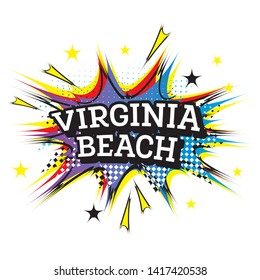 Virginia Beach Comic Text in Pop Art Style. Vector Illustration.