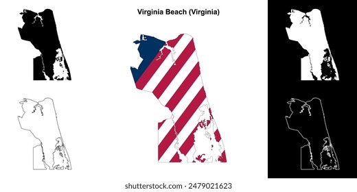 Virginia Beach County (Virginia) outline map set