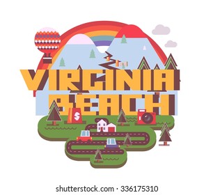 Virginia beach destination brand logo. vector cartoon