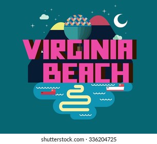 Virginia beach destination brand logo. vector cartoon