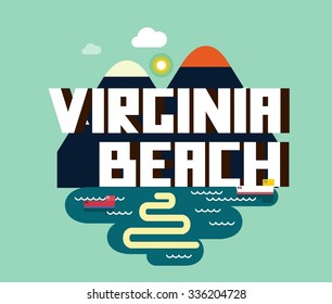 Virginia beach destination brand logo. vector cartoon