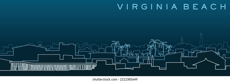 Virginia Beach Multiple Lines Skyline and Landmarks