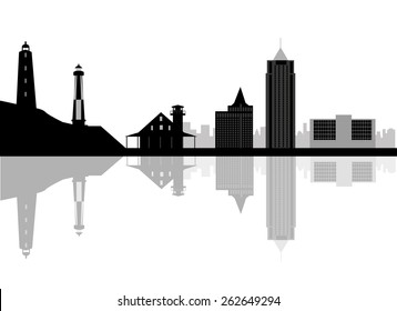 Virginia Beach  Skyline. Detailed Vector Silhouette