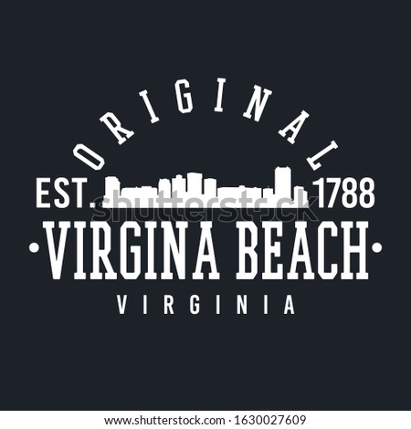 Virginia Beach Virginia Skyline Original. Logotype Sports College University. Illustration Design Vector. 