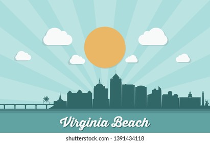 Virginia Beach skyline - Virginia, United States of America, USA - vector illustration