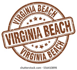 Virginia Beach. Stamp. Brown Round Grunge Vintage Virginia Beach Sign