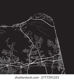 Virginia Beach Virginia Vector Map, Detailed City Street Map Black and White Minimalist Line Art