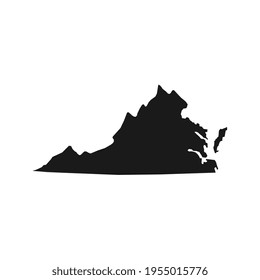 Virginia black map on white background
