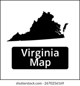 Vector de mapa de silueta negra de Virginia