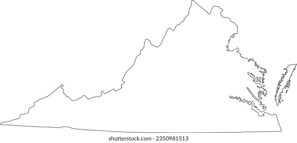 virginia detailed vector map outline, detailed virginia map 