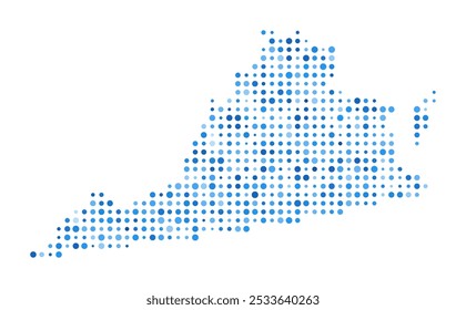 Virginia Dot Map. Us State Digital Style Shape. Virginia vector image. Us State shape blue circular dots. Stylish vector illustration.