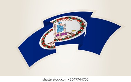 Virginia Flag in Abstract Ribbon Shape, National Symbol of the Virginia. This vector is ideal for use in national events, Independence Day, international sports competitions.