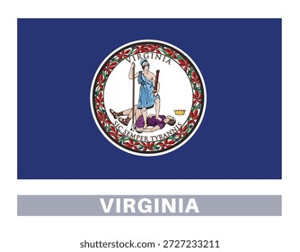 Bandera de Virginia. Banderas del Estado americano en colores y proporciones oficiales