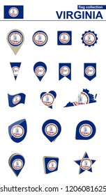 Virginia Flag Collection. Big set for design. Vector Illustration.