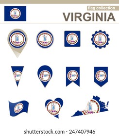 Virginia Flag Collection, USA State, 12 versions