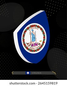 Virginia Flag Shield icon in 3D on Dark Modern Abstract Rugby Background. Perfect for sports events, heritage themes, national celebrations, and patriotic designs.