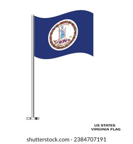 Virginia flag. Virginia table flag on a white background. Virginia US state. USA Virginia vector illustration flag.