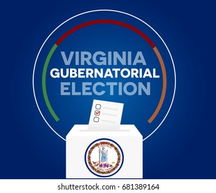 Virginia gubernatorial election, and democracy political process selecting governor or parliament member with election and referendum freedom to vote vector illustration