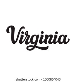Virginia. Hand drawn US state name isolated on white background. Modern calligraphy for posters, cards, t shirts, souvenirs, stickers. Vector lettering typography
